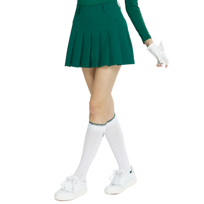 BLKTEE女針織緹花長筒襪(白綠)