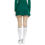 BLKTEE女針織緹花長筒襪(白綠)