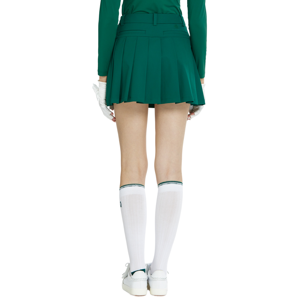 BLKTEE女針織緹花長筒襪(白綠)