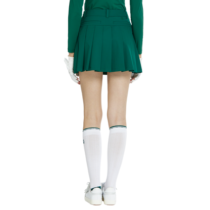 BLKTEE女針織緹花長筒襪(白綠)