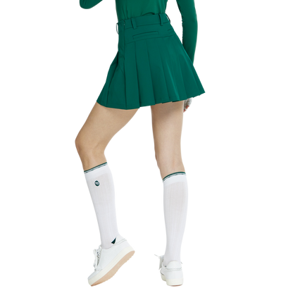 BLKTEE女針織緹花長筒襪(白綠)