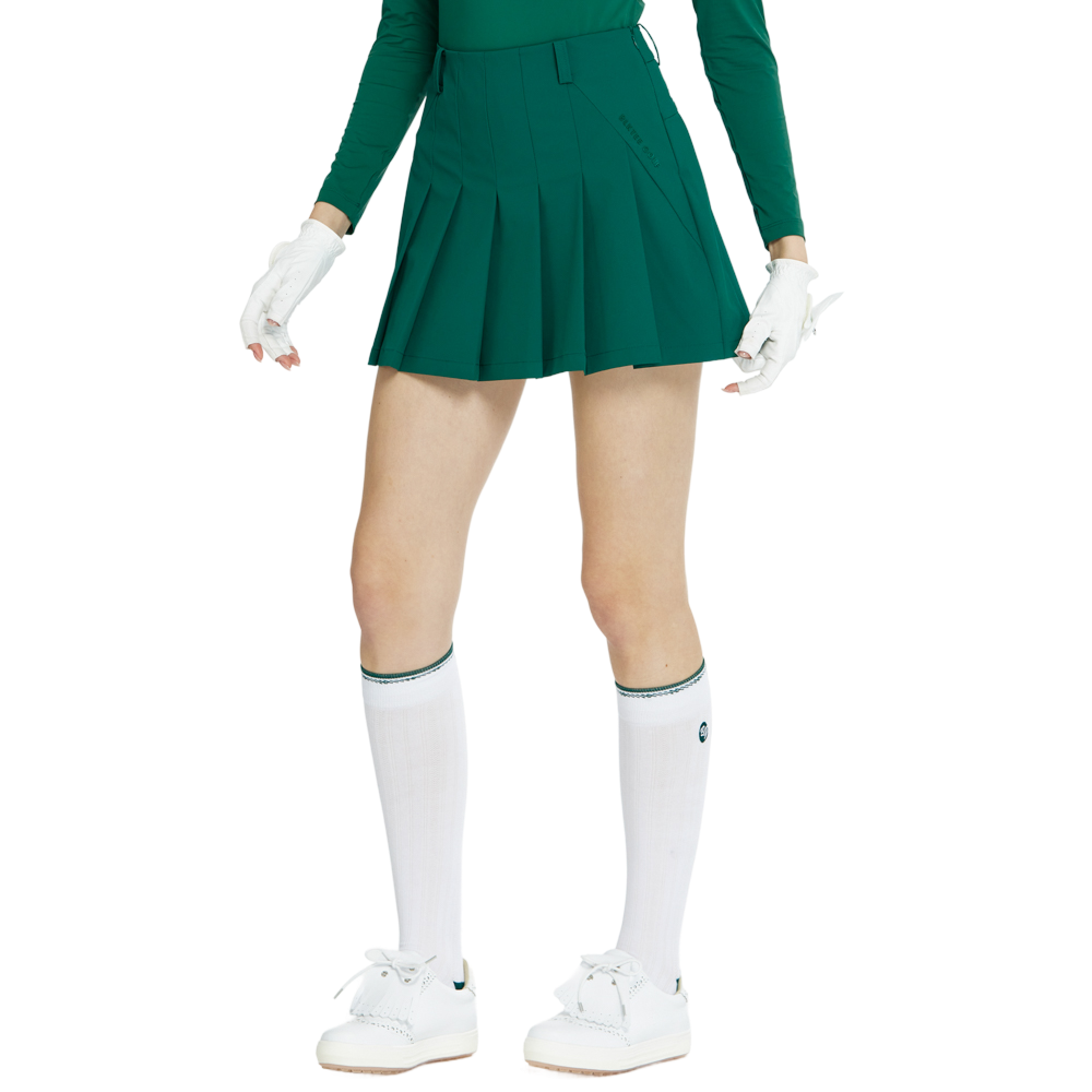 BLKTEE女針織緹花長筒襪(白綠)