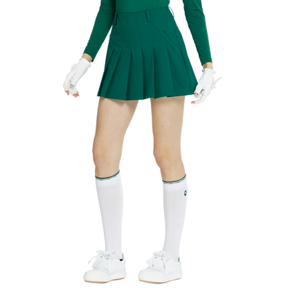 BLKTEE女針織緹花長筒襪(白綠)