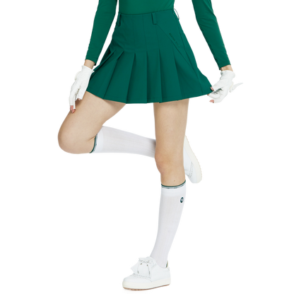 BLKTEE女針織緹花長筒襪(白綠)