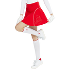 BLKTEE女針織緹花長筒襪(白紅)