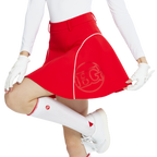 Stoking jacquard rajutan wanita setinggi lutut (putih dan merah)