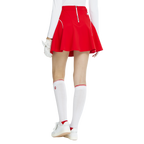 BLKTEE女針織緹花長筒襪(白紅)