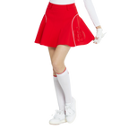 Stoking jacquard rajutan wanita setinggi lutut (putih dan merah)