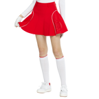 BLKTEE女針織緹花長筒襪(白紅)