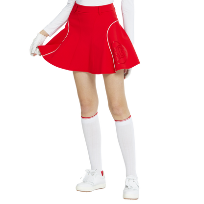 BLKTEE女針織緹花長筒襪(白紅)