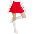 BLKTEE女針織緹花長筒襪(白紅)