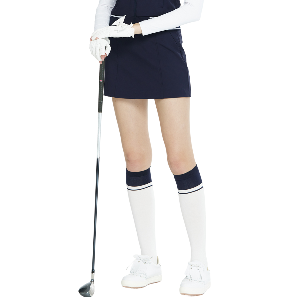 BLKTEE女學院風撞色小腿襪(白寶藍)