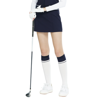 BLKTEE女學院風撞色小腿襪(白寶藍)