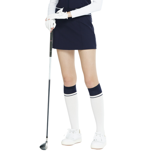 BLKTEE女學院風撞色小腿襪(白寶藍)