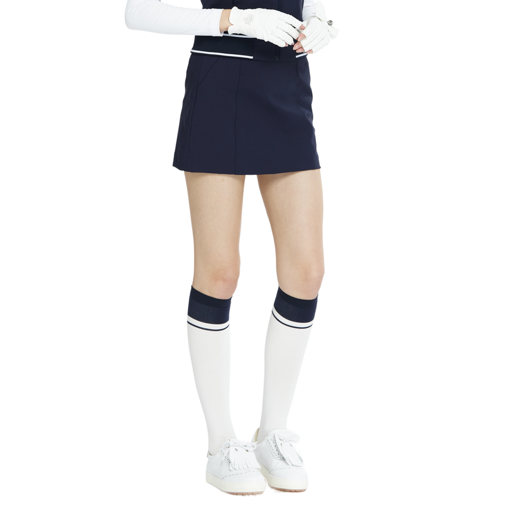 BLKTEE女學院風撞色小腿襪(白寶藍)