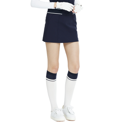 BLKTEE女學院風撞色小腿襪(白寶藍)