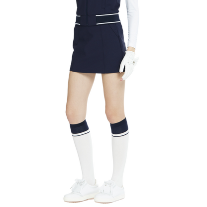 BLKTEE女學院風撞色小腿襪(白寶藍)