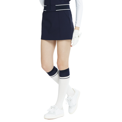 BLKTEE女學院風撞色小腿襪(白寶藍)