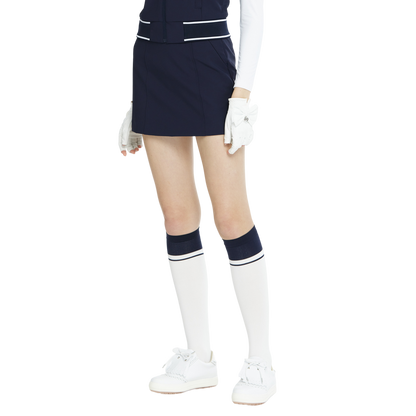 BLKTEE女學院風撞色小腿襪(白寶藍)