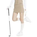 BLKTEE女學院風撞色小腿襪(白卡其)