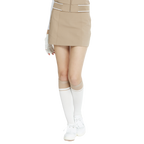 BLKTEE女學院風撞色小腿襪(白卡其)