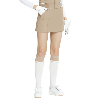 BLKTEE女學院風撞色小腿襪(白卡其)