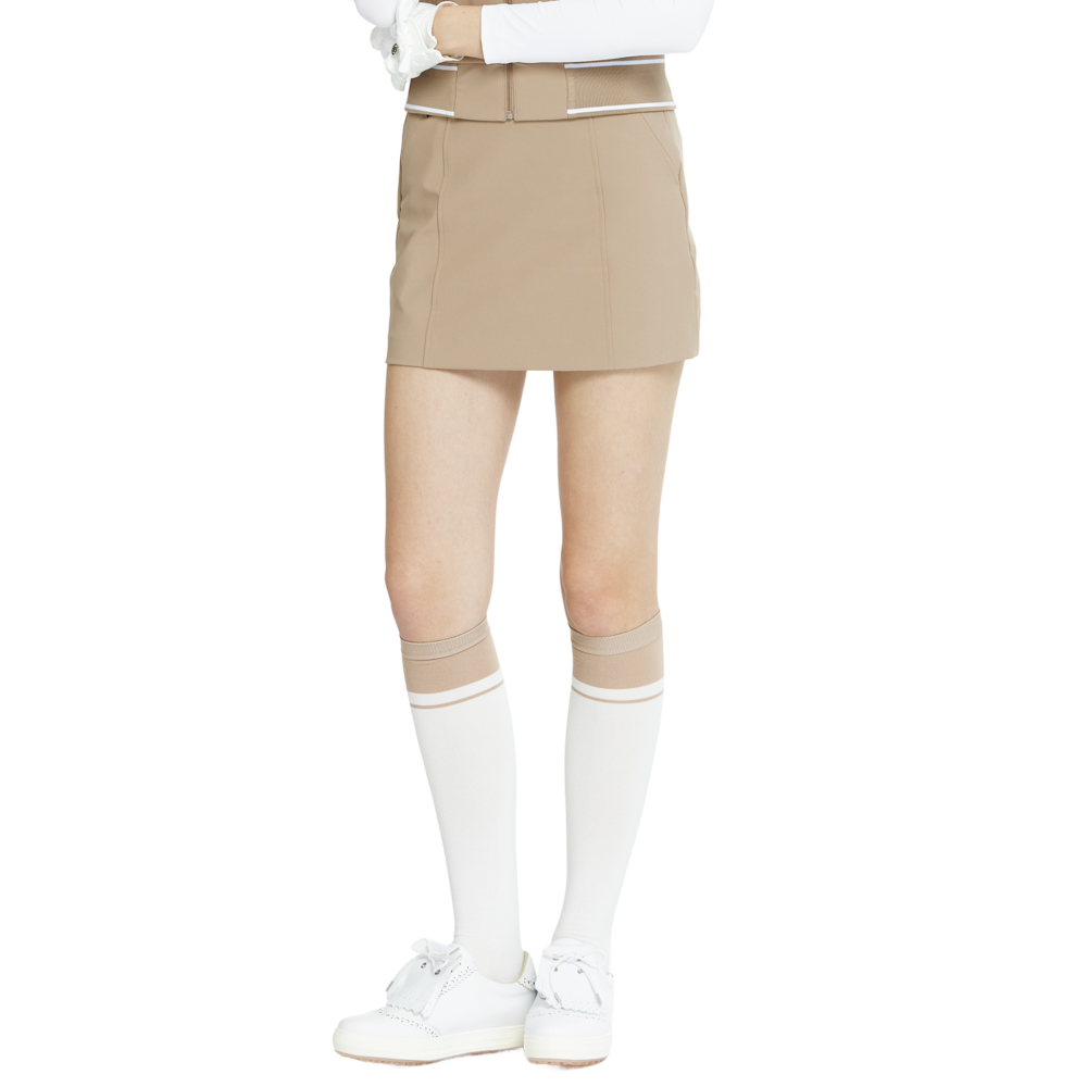 BLKTEE女學院風撞色小腿襪(白卡其)