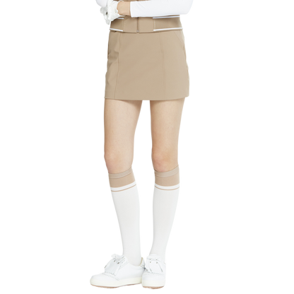 BLKTEE女學院風撞色小腿襪(白卡其)