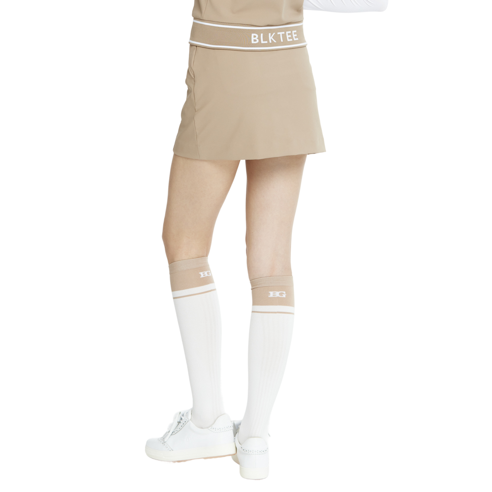 BLKTEE女學院風撞色小腿襪(白卡其)