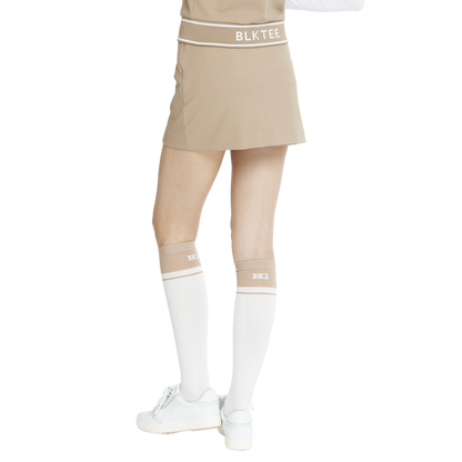 BLKTEE女學院風撞色小腿襪(白卡其)