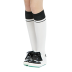Schoolgirl style color-blocked knee-high socks (white and black)
