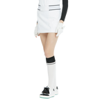Schoolgirl style color-blocked knee-high socks (white and black)