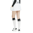 Schoolgirl style color-blocked knee-high socks (white and black)