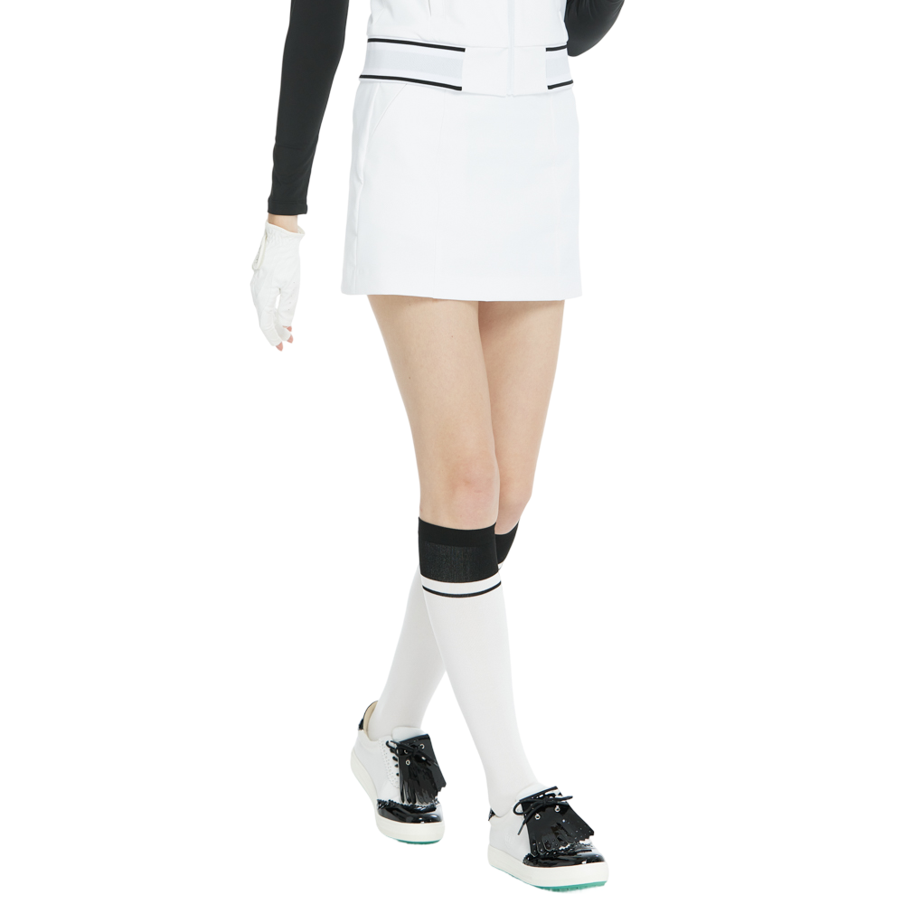 Schoolgirl style color-blocked knee-high socks (white and black)
