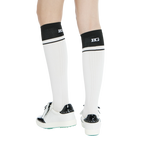 Schoolgirl style color-blocked knee-high socks (white and black)