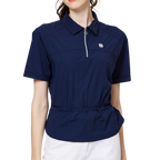 Fashionable ultra-thin waist-cinching women's short-sleeved top