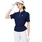 Fashionable ultra-thin waist-cinching women's short-sleeved top