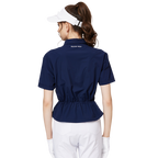 Fashionable ultra-thin waist-cinching women's short-sleeved top