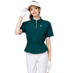 Fashionable ultra-thin waist-cinching women's short-sleeved top