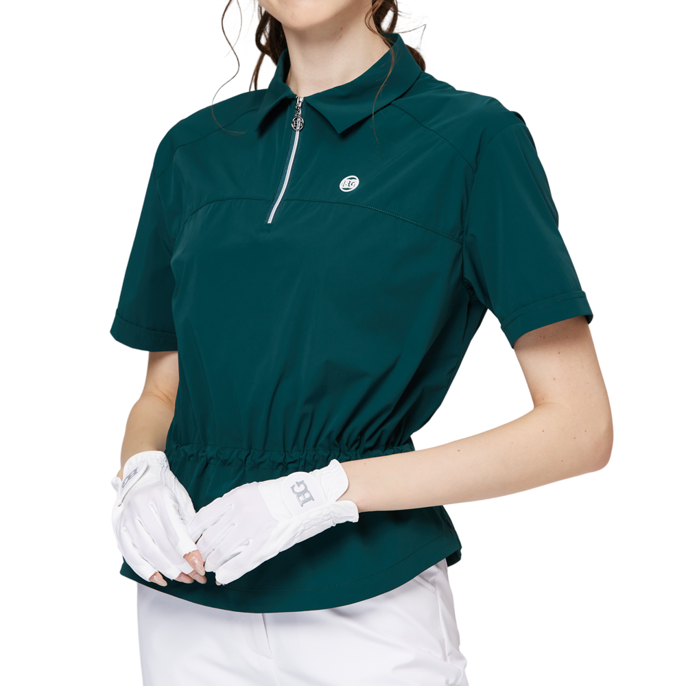 Fashionable ultra-thin waist-cinching women's short-sleeved top