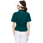 Fashionable ultra-thin waist-cinching women's short-sleeved top