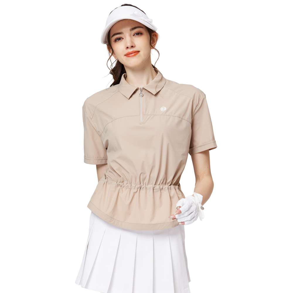 Fashionable ultra-thin waist-cinching women's short-sleeved top