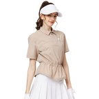 Fashionable ultra-thin waist-cinching women's short-sleeved top