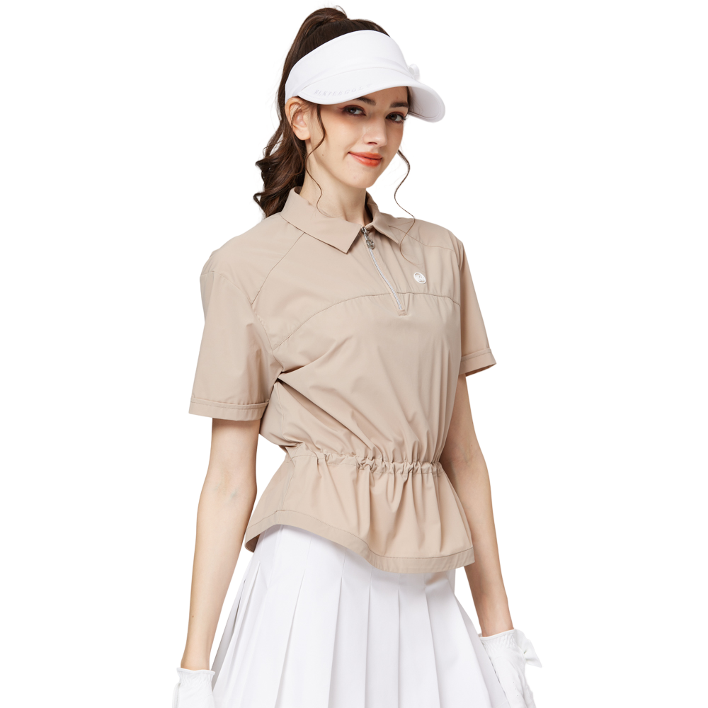 Fashionable ultra-thin waist-cinching women's short-sleeved top