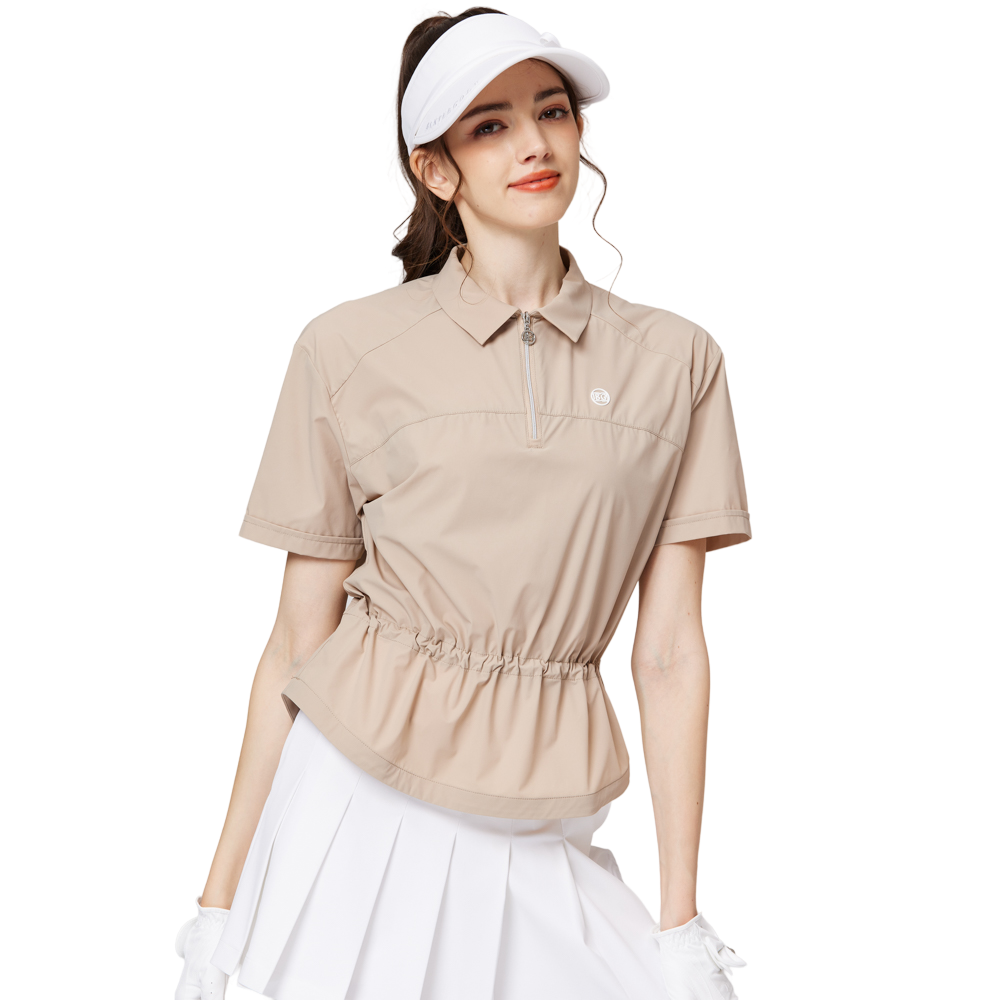 Fashionable ultra-thin waist-cinching women's short-sleeved top