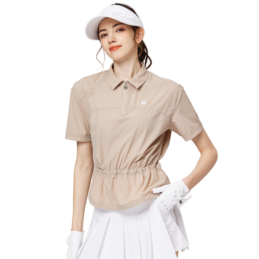 Fashionable ultra-thin waist-cinching women's short-sleeved top