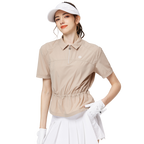 Fashionable ultra-thin waist-cinching women's short-sleeved top