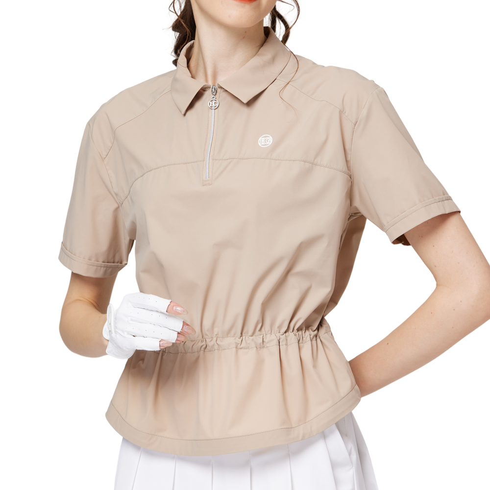 Fashionable ultra-thin waist-cinching women's short-sleeved top