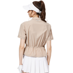 Fashionable ultra-thin waist-cinching women's short-sleeved top
