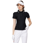 螺紋領收腰女短袖上衣